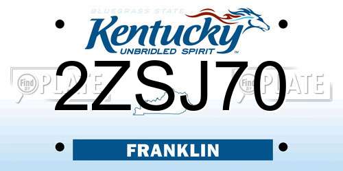 2ZSJ70 Kentucky License Plate