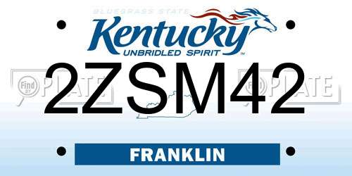 2ZSM42 Kentucky License Plate