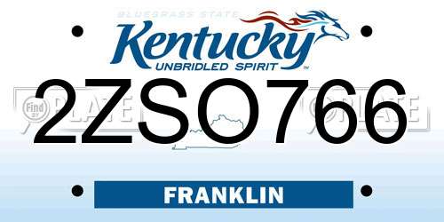 2ZSO766 Kentucky License Plate