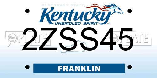 2ZSS45 Kentucky License Plate