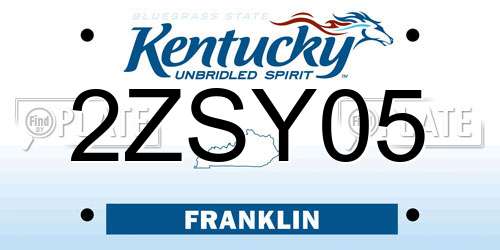 2ZSY05 Kentucky License Plate