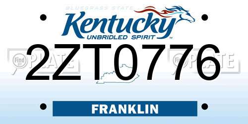 2ZT0776 Kentucky License Plate