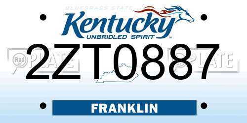 2ZT0887 Kentucky License Plate