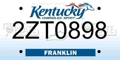 2ZT0898 Kentucky License Plate