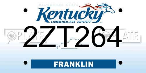 2ZT264 Kentucky License Plate