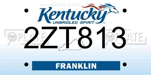 2ZT813 Kentucky License Plate