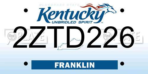 2ZTD226 Kentucky License Plate