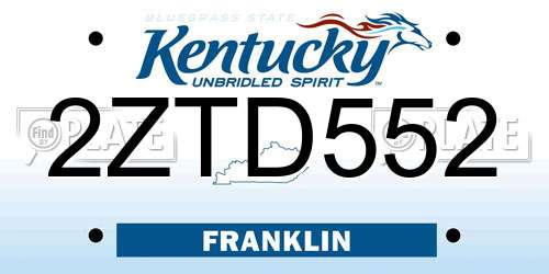 2ZTD552 Kentucky License Plate