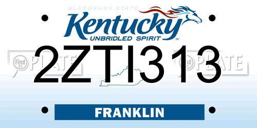 2ZTI313 Kentucky License Plate