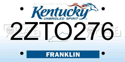 2ZTO276 Kentucky License Plate