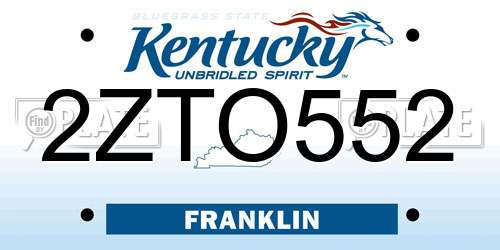 2ZTO552 Kentucky License Plate