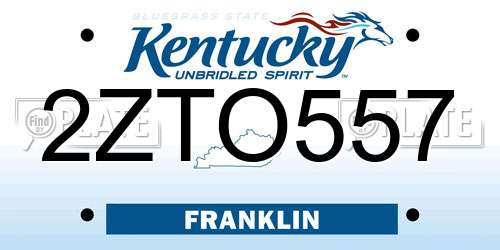 2ZTO557 Kentucky License Plate