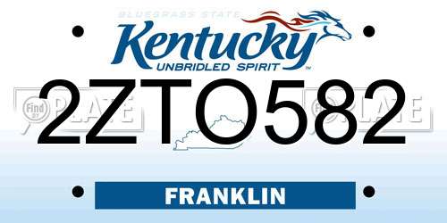 2ZTO582 Kentucky License Plate