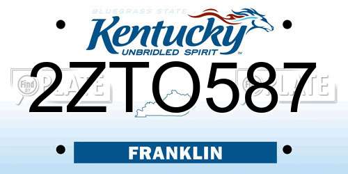 2ZTO587 Kentucky License Plate