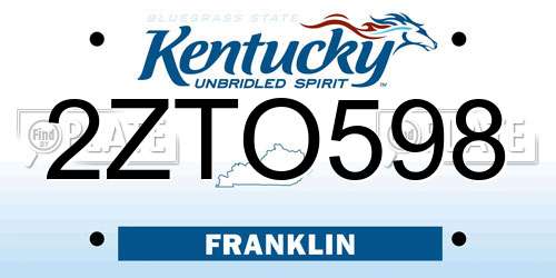2ZTO598 Kentucky License Plate