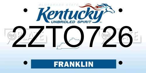 2ZTO726 Kentucky License Plate