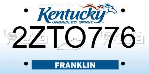 2ZTO776 Kentucky License Plate