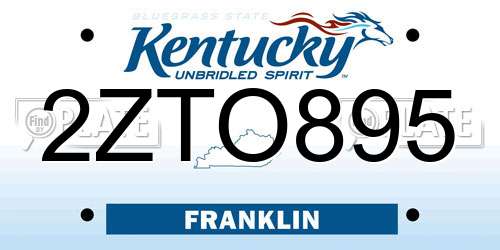 2ZTO895 Kentucky License Plate