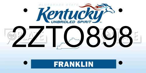 2ZTO898 Kentucky License Plate