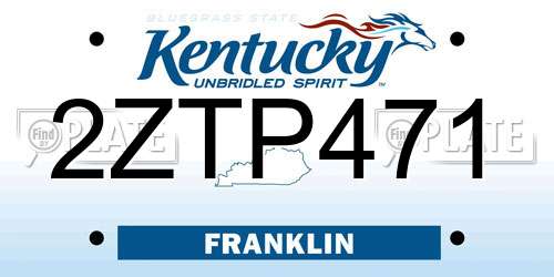 2ZTP471 Kentucky License Plate