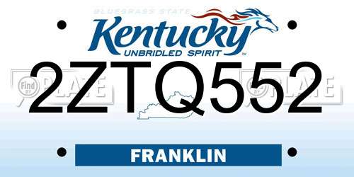 2ZTQ552 Kentucky License Plate
