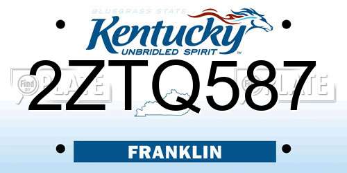 2ZTQ587 Kentucky License Plate