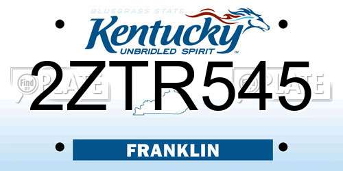 2ZTR545 Kentucky License Plate
