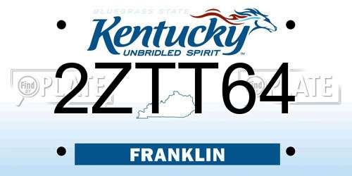 2ZTT64 Kentucky License Plate