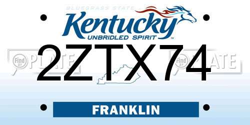 2ZTX74 Kentucky License Plate