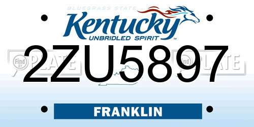 2ZU5897 Kentucky License Plate