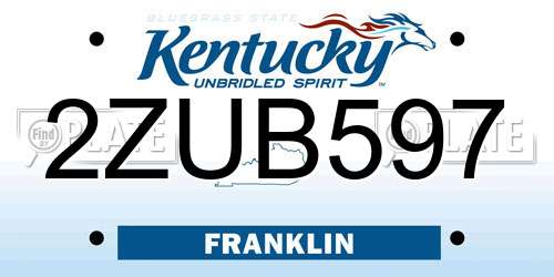 2ZUB597 Kentucky License Plate