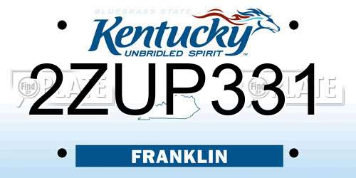 2ZUP331 Kentucky License Plate