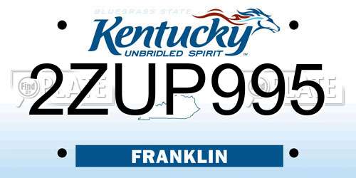 2ZUP995 Kentucky License Plate