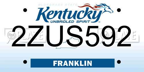 2ZUS592 Kentucky License Plate