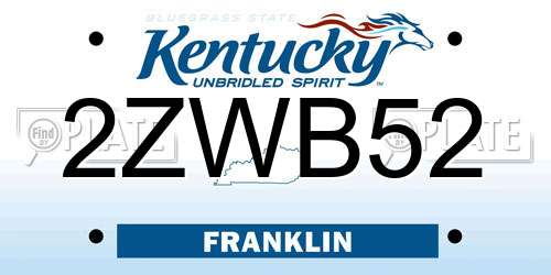 2ZWB52 Kentucky License Plate