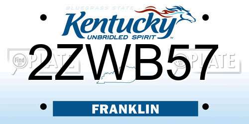 2ZWB57 Kentucky License Plate
