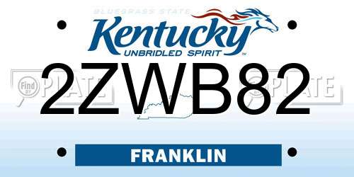2ZWB82 Kentucky License Plate
