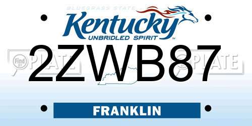 2ZWB87 Kentucky License Plate