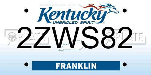 2ZWS82 Kentucky License Plate