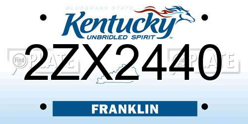 2ZX2440 Kentucky License Plate