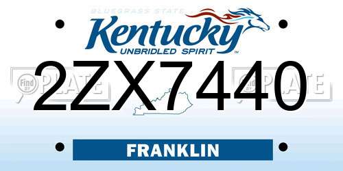 2ZX7440 Kentucky License Plate