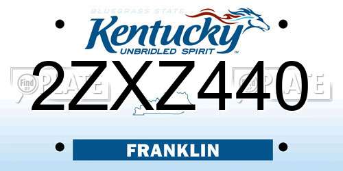 2ZXZ440 Kentucky License Plate