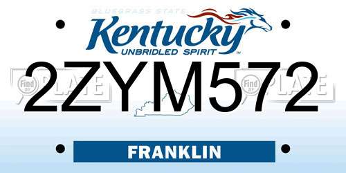 2ZYM572 Kentucky License Plate