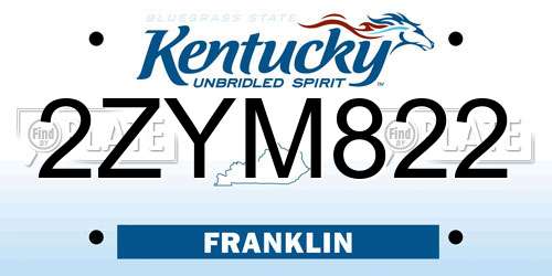 2ZYM822 Kentucky License Plate