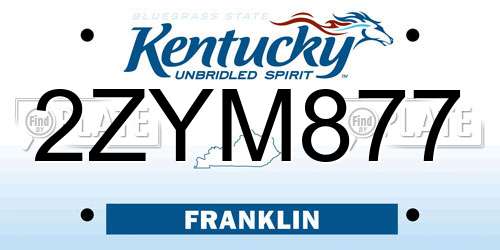 2ZYM877 Kentucky License Plate