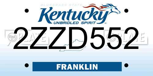 2ZZD552 Kentucky License Plate