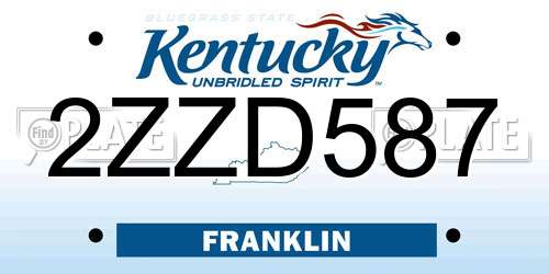 2ZZD587 Kentucky License Plate