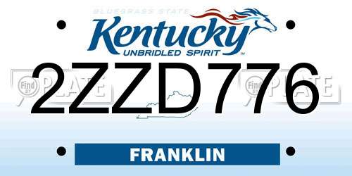 2ZZD776 Kentucky License Plate