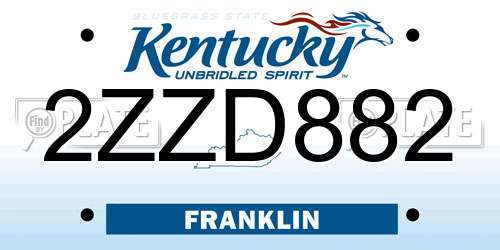 2ZZD882 Kentucky License Plate