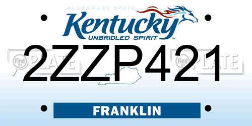 2ZZP421 Kentucky License Plate